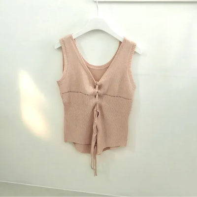 lace up knit vest(2colors)