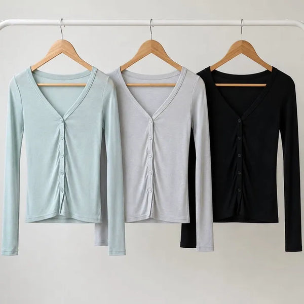 SEETHROUGH Mute Tencel Summer Long Sleeve Cardigan  | Salanta Cardigan Mint Cardigan