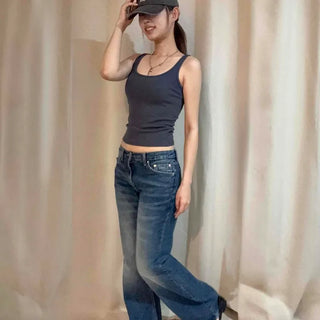 Loose-fit Washed Wide Casual Long Pants