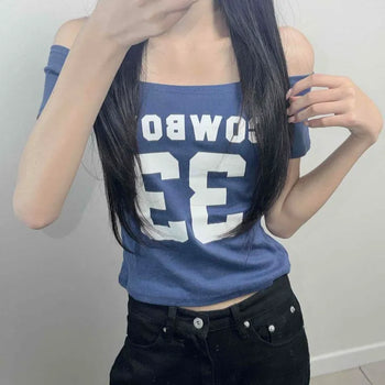 Slim Fit Raglan Sleeve Lettering Numbering Daily Short Sleeve T-shirt