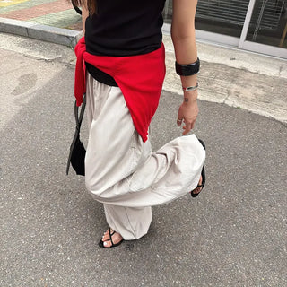 Maka Harem Balloon Fit Elastic Waist Nylon Crinkly Anorak Wide Jogger Summer Pants