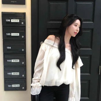 Loose Fit Plain Shirred Daily Long Sleeve Blouse