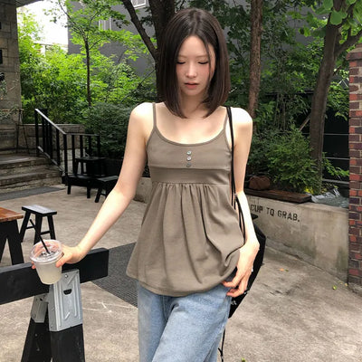 Nev Shirred Ribbed Sleeveless Top