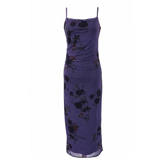 Janet Dark Flower Slit Dress