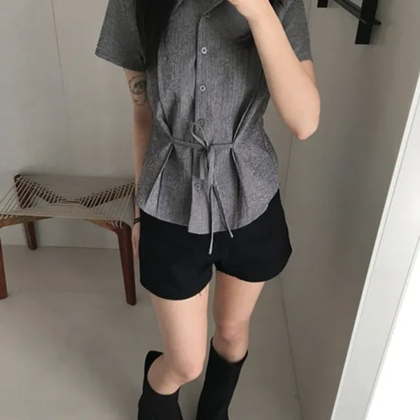 String Stripe Short Sleeve Shirt