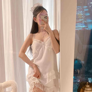 Strap Frill Loose Fit A-Line Plain Sleeveless Mini Dress