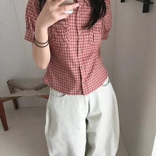 *Vintage Mood* Eve Check Short Sleeve Shirt