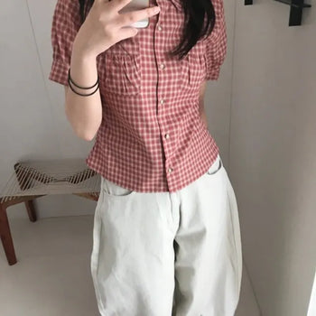 *Vintage Mood* Eve Check Short Sleeve Shirt
