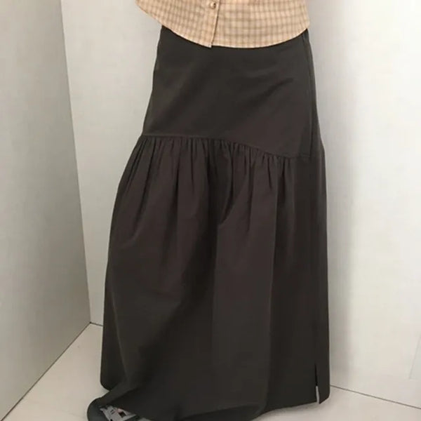 Vintage Maxi Shirred Long Skirt