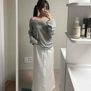 Rosen Plain Loose Fit Daily Long Sleeve T-shirt
