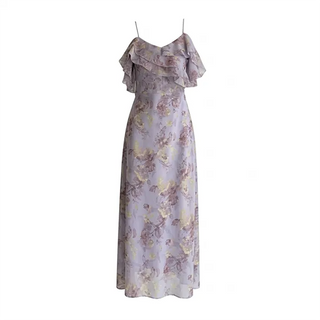 Lilac Veil Ruffle Long Dress