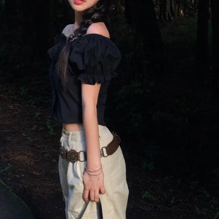 Olia Shirred Puff Blouse