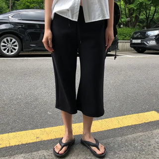 Mock Women's 3/4 Loose Fit Elastic Waist Summer Capri Pants