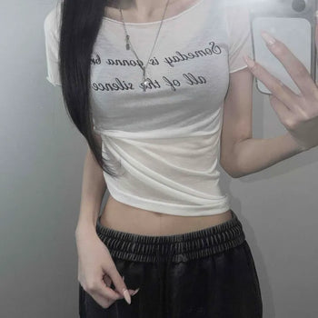 Rude Slim Fit Lettering Casual Short Sleeve T-shirt