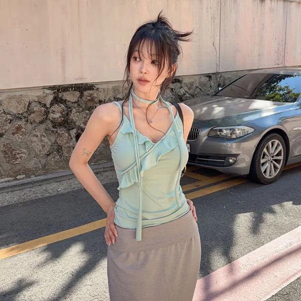 Suepin Ruffle Scarf Sleeveless
