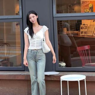 Washed Button Bootcut Regular Fit Long Pants