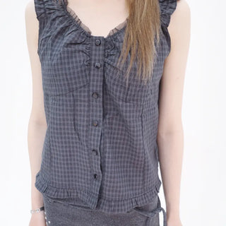 Muo Check Frill Blouse
