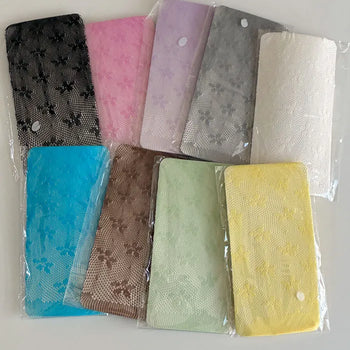 Bayten Jacquard Mesh Lace Knee Socks