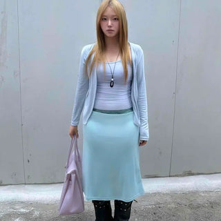 Relaxed Fit Flare A-Line Daily Midi Skirt