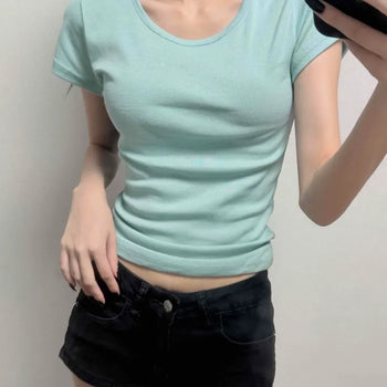 CLO Slim Fit Plain Basic Short Sleeve T-shirt