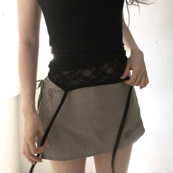 Embroidered wrap skirt pants