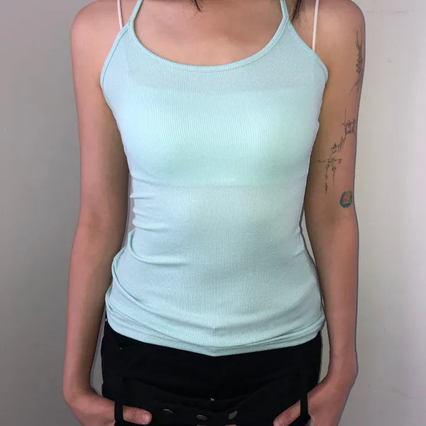Bezel Halterneck Strap Sleeveless
