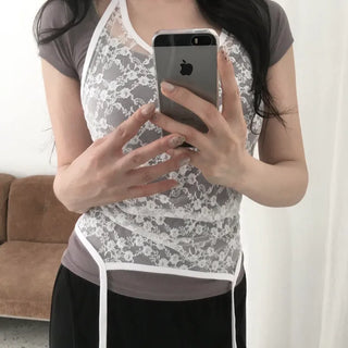 See-through lace sleeveless top