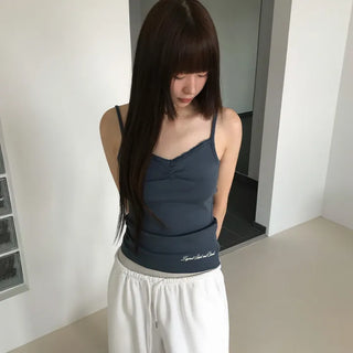 As Lace Shirred Sleeveless Top