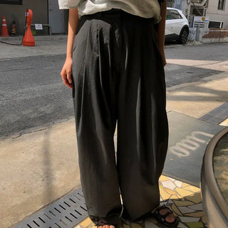 Off Women's Nylon Elastic Banded Pintuck Loose Fit Summer Casual Pants