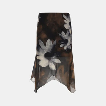 Shadow Bloom Mesh Midi Skirt