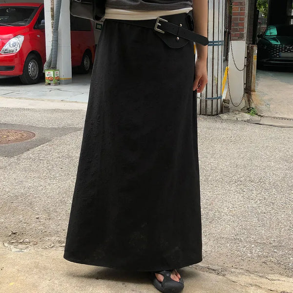 Daisy Women's Jacquard Summer Elastic Flare Loose Fit Summer Long Skirt