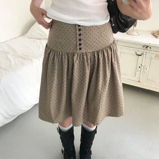 Dot Button Midi Skirt 3 Colors