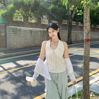 Halter Pink Striped Top