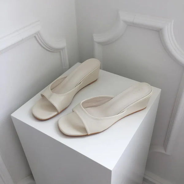 Summer Open-toe Wedge Sandals 6cm Mid-heel Resort Vacation Kitten Heels