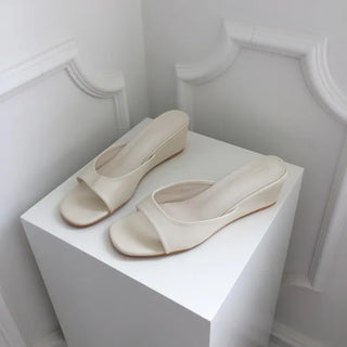 Summer Open-toe Wedge Sandals 6cm Mid-heel Resort Vacation Kitten Heels