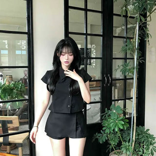Button Wrap Daily Modern Mini Skirt