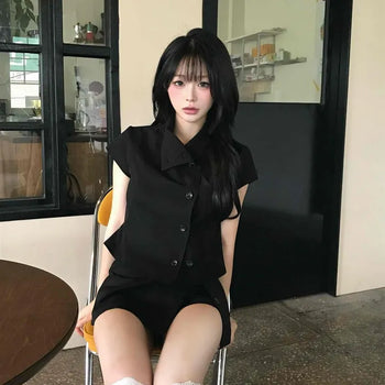 Button-down Regular Fit Plain Short Sleeve Blouse