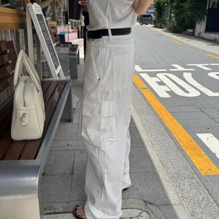 Solid Cargo Pants  Wide-fit Cargo Summer Pants