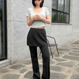 Button Flap Pocket Wrap H-Line Daily Mini Skirt