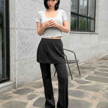 Button Flap Pocket Wrap H-Line Daily Mini Skirt