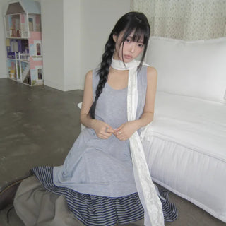 Ripple Pocket Sleeveless Dress