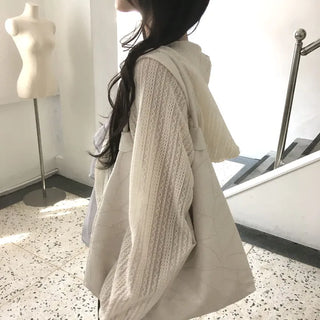 Summer knit hooded cardigan