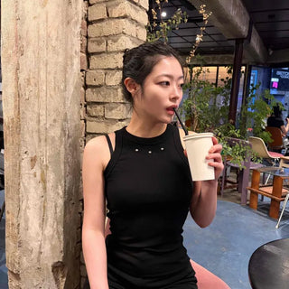 Rono Slim Fit Plain Casual Daily Sleeveless