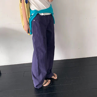 Blue herringbone cotton pants