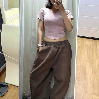 Plain Wide Barrel Loose Fit Daily Training Bottoms