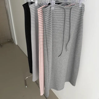 Mauvesh Striped Elastic Long Skirt