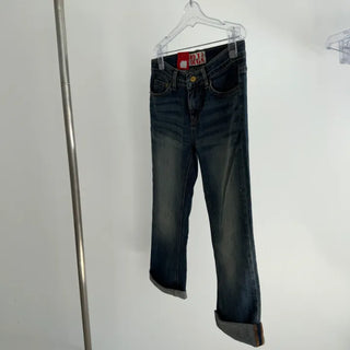 Heykey Roll-up Washed Denim Carpenter Pants