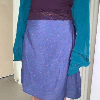 Belle Flower Satin Midi Skirt