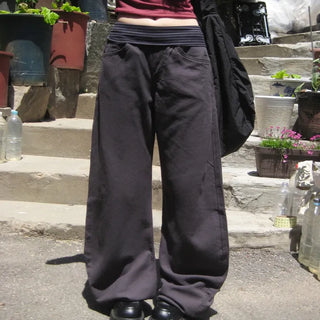 Woof Stripe Elastic Waist Wide Pants