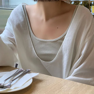 Deep U-neck Blouse